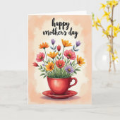 Mottled Floral Tea Cup Card カード (黄色い花)