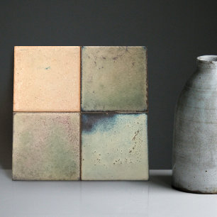 Mottled Marbled Earth Tone Set of 4 Wall Decor Cer タイル