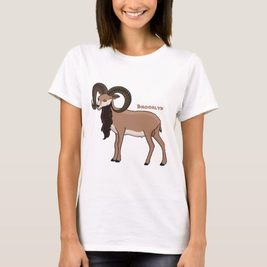 Mouflon goat illustration tシャツ (正面)