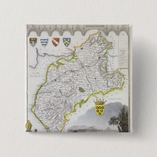 「Mouleの英語からのカンバーランドの地図、 缶バッジ (正面)