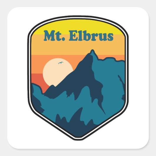 Mount Elbrus Russia Sunrise スクエアシール (正面)