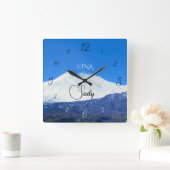 Mount Etna, Sicily スクエア壁時計 (ホーム)