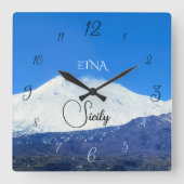Mount Etna, Sicily スクエア壁時計 (正面)
