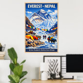 Mount Everest Nepal - Vintage ポスター (ホームオフィス)