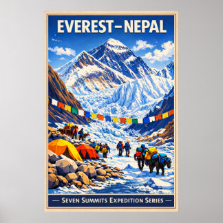 Mount Everest Nepal - Vintage ポスター