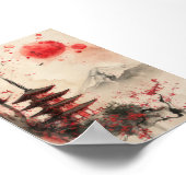 Mount Fuji and Pagoda – Classic Japanese Landscape ポスター (角)