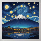mount fuji at starry night ポスター (正面)