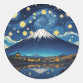 mount fuji at starry night ラウンドシール (正面)