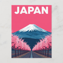 Mount Fuji Cherry Blossom Retro ポストカード
