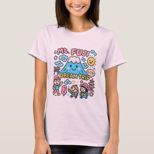 Mount Fuji Dream Trip – Playful Japan Food Doodle Tシャツ (正面)