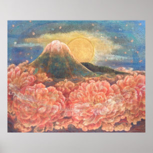 Mount Fuji Dreamscape: Luminous Poster Print ポスター