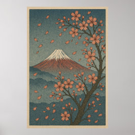 Mount Fuji in Spring: Cherry Blossom Serenity ポスター