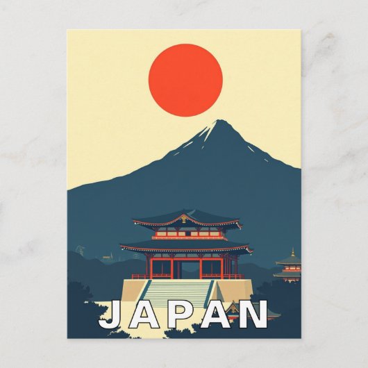 Mount Fuji Japan Minimalist Vintage ポストカード (正面)