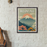 Mount Fuji Japan Travel Art Vintage ポスター<br><div class="desc">Mt. Fuji in a vector art style. Japan’s Mt. Fuji is an active volcano,   it’s the country’s tallest peak,  and considered one of Japan’s 3 sacred mountains.</div>