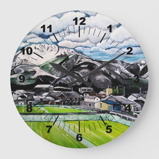 Mount Fuji Painting by Alfred Fox ラージ壁時計 (正面)