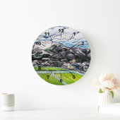 Mount Fuji Painting by Alfred Fox ラージ壁時計 (ホーム)