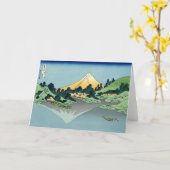 Mount Fuji reflects in Lake Kawaguchi, Hokusai カード (黄色い花)