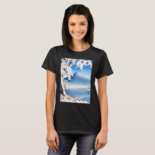 Mount Fuji Snow Winter landscape Japan Japanese Ka Tシャツ (正面フル)