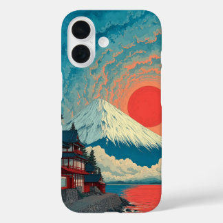 Mount Fuji Sunset Japanese Art Phone Case iPhone 16ケース