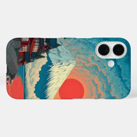 Mount Fuji Sunset Japanese Art Phone Case Case-Mate iPhoneケース (裏面 (横))
