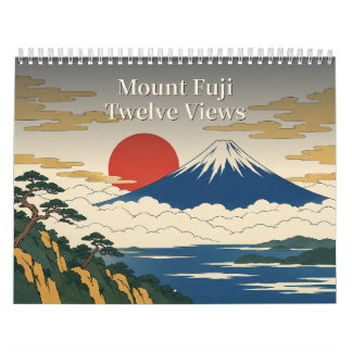 Mount Fuji Twelve Views Ukiyo-e Art カレンダー