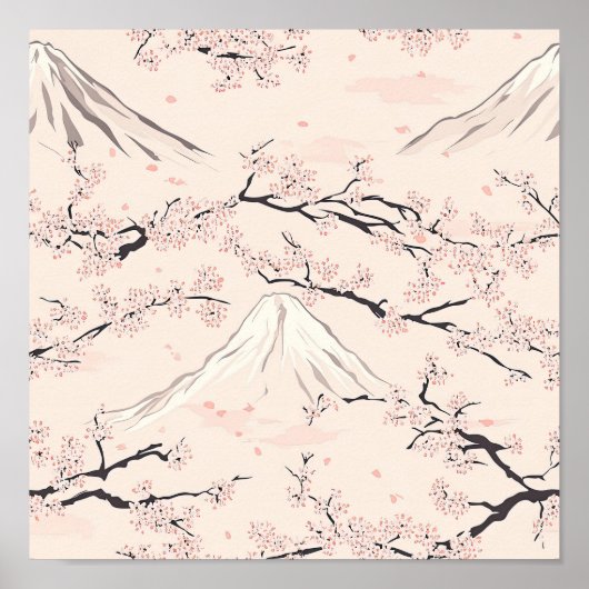 Mount Fuji with Cherry Blossoms – Japanese (1) ポスター (正面)