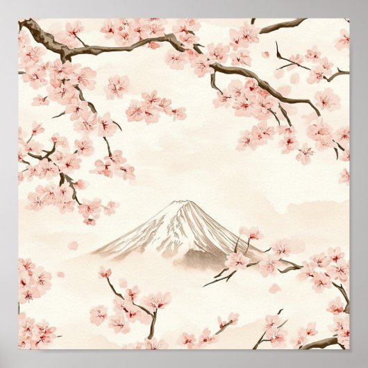 Mount Fuji with Cherry Blossoms – Japanese (3) ポスター (正面)
