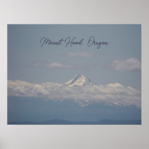 Mount Hood Oregon Blue Clouds Photo ポスター