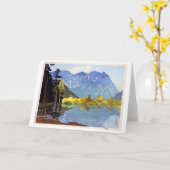 Mount Hotaka, Hiroshi Yoshida, Woodcut カード (黄色い花)