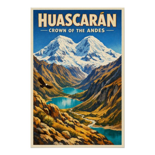 Mount Huascarán, Peru, in a classic retro ポスター (正面)