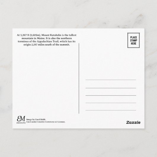 Mount Katahdin Maine Postcard ポストカード (裏面)