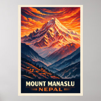 Mount Manaslu Nepal V03 ポスター