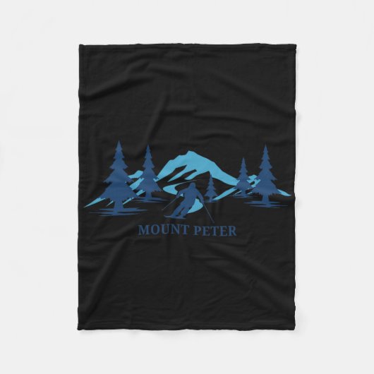 Mount Peter New York Ski Resort Skiing Skier フリースブランケット (正面)