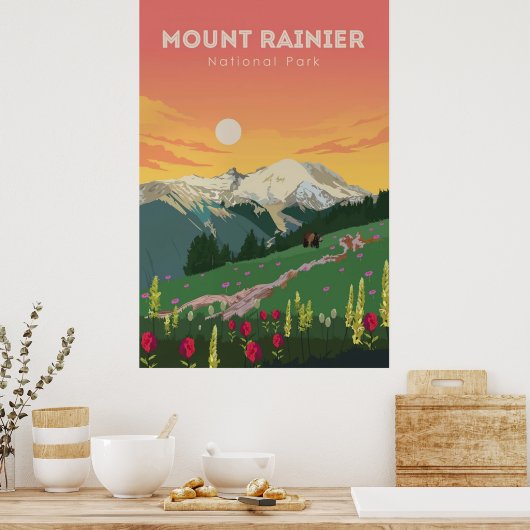 Mount Rainier ポスター (キッチン)
