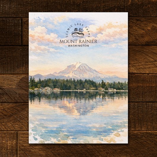 Mount Rainier, Lake Tapps, Washington | Watercolor ポストカード