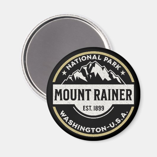 Mount Rainier National Park - Mountain Logo マグネット (正面/裏面)