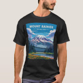 Mount Rainier National Park retro Tシャツ (正面)