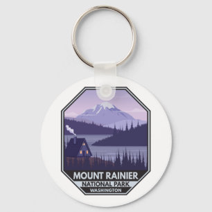Mount Rainier National Park Washington Cabin Retro キーホルダー