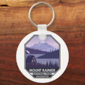 Mount Rainier National Park Washington Cabin Retro キーホルダー (正面)