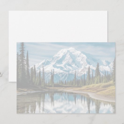 Mount Rainier Scene Flat Note Card ノートカード (正面/裏面)