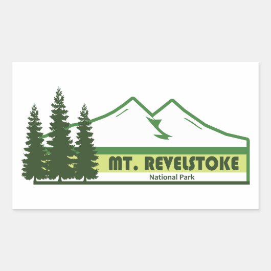 Mount Revelstoke National Park Green Stripes 長方形シール (正面)