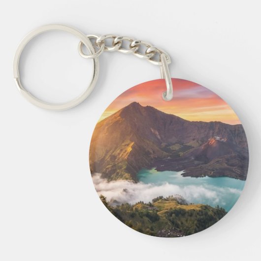 Mount Rinjani Volcano Crater Sunrise Keychains キーホルダー (正面)