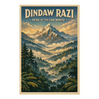 Mount Romaing Razi, Myanmar retro travel ポスター
