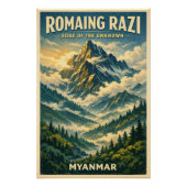 Mount Romaing Razi, Myanmar retro travel ポスター (正面)