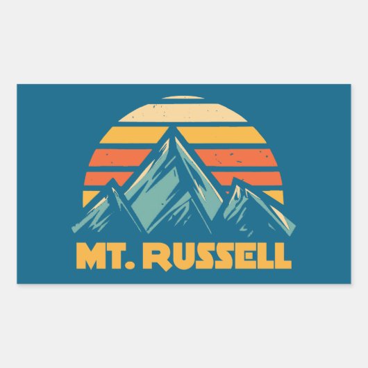 Mount Russell California Retro Turquoise 長方形シール (正面)