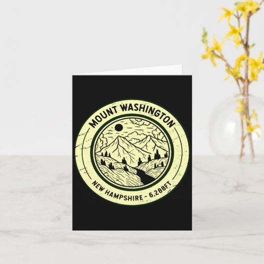 Mount Washington New Hampshire Hiking Skiing Retro カード (黄色い花)