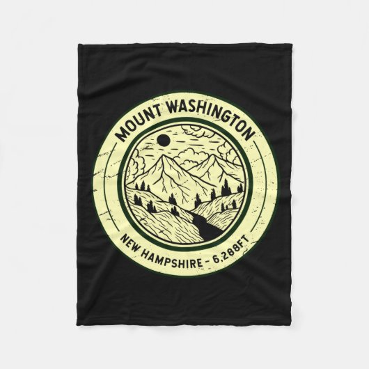 Mount Washington New Hampshire Hiking Skiing Retro フリースブランケット (正面)