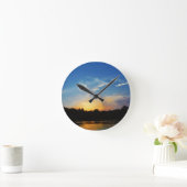 mountain湖の日没 ラウンド壁時計 (ホーム)