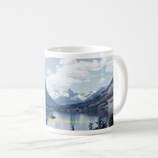 mountain湖の眺め、グレーシャー国立公園、M コーヒーマグカップ (正面右)