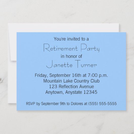 mountain湖の退職のパーティの招待状 招待状 (裏面)